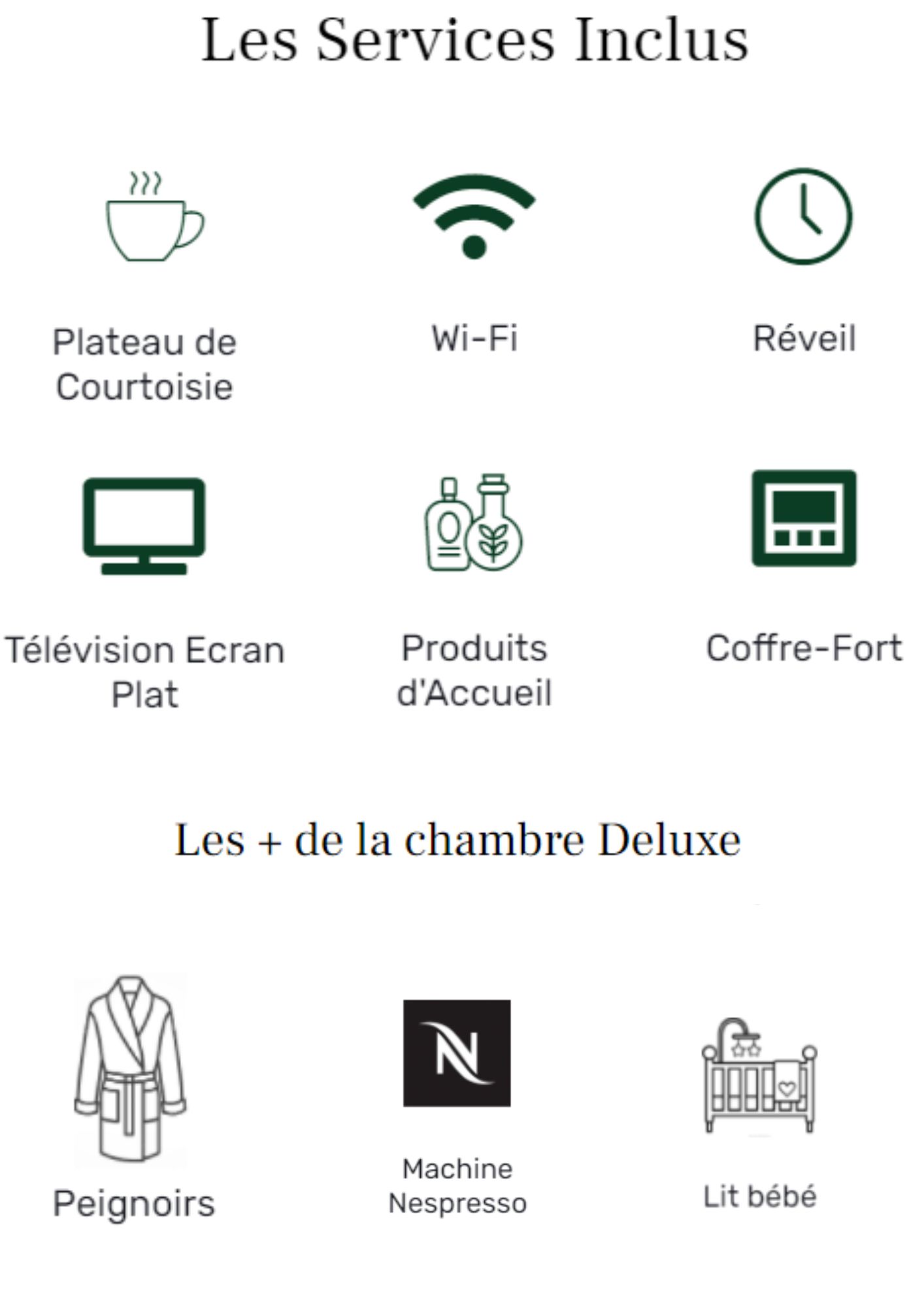 Services inclus deluxe - Hôtel Star Champs-Elysées